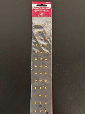 Premium Iron-On Art Rhinestones 39 Piece Set Gold Tone DIY Craft Embellishments